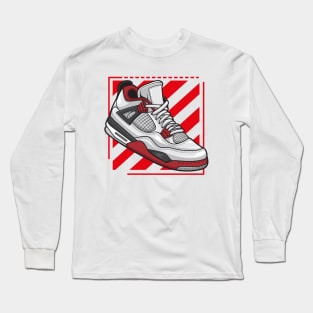 AJ 4 Retro Fire Red Sneaker Long Sleeve T-Shirt